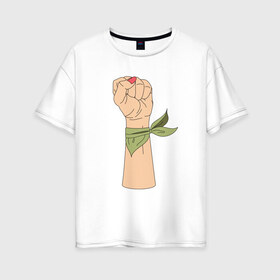 Женская футболка хлопок Oversize с принтом Феминизм в Петрозаводске, 100% хлопок | свободный крой, круглый ворот, спущенный рукав, длина до линии бедер
 | fame | девушка | женщина | права | феминистки