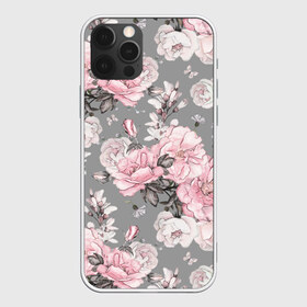 Чехол для iPhone 12 Pro Max с принтом Розовые розы в Петрозаводске, Силикон |  | bouquets | color | gray | leave | lowers | ornament | patterns | pink | roses | букеты | графика | искусство | картинка | красивый | крутой | листья | мода | модный | молодёжная | орнамент | рисунок | розовые | розы | рукоделие | серый