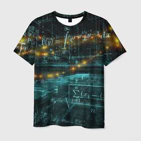 Мужская футболка 3D с принтом Формулы в пространстве в Петрозаводске, 100% полиэфир | прямой крой, круглый вырез горловины, длина до линии бедер | mathematica | алгебра | геометрия | математик | математика | наука | технарь | формула