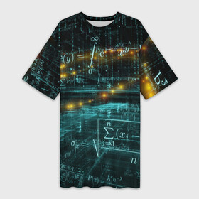 Платье-футболка 3D с принтом Формулы в пространстве в Петрозаводске,  |  | mathematica | алгебра | геометрия | математик | математика | наука | технарь | формула