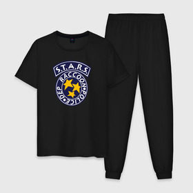 Мужская пижама хлопок с принтом S.T.A.R.S. RACCOON CITY в Петрозаводске, 100% хлопок | брюки и футболка прямого кроя, без карманов, на брюках мягкая резинка на поясе и по низу штанин
 | ada wong | biohazard | game | gamer | leon | logo | mistic | raccoon city | re2 | resident evil 2 | rpd | stars | umbrella | ада вонг | амбрелла | зомби | игра | мистика | ужасы
