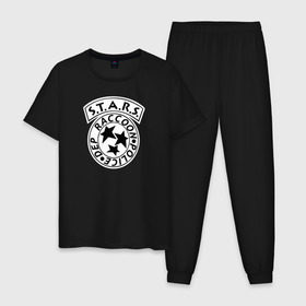Мужская пижама хлопок с принтом S.T.A.R.S. RACCOON CITY в Петрозаводске, 100% хлопок | брюки и футболка прямого кроя, без карманов, на брюках мягкая резинка на поясе и по низу штанин
 | ada wong | biohazard | game | gamer | leon | logo | mistic | raccoon city | re2 | resident evil 2 | rpd | stars | umbrella | ада вонг | амбрелла | зомби | игра | мистика | ужасы
