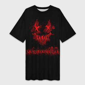 Платье-футболка 3D с принтом Mushroomhead в Петрозаводске,  |  | ac dc | disturbed | linkin park | lp | metal | metallica | mushroomhead | music | pop | rap | rock | slipknot | song | метал | музыка | рок
