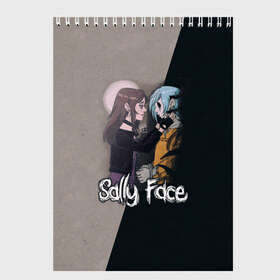 Скетчбук с принтом Sally Face в Петрозаводске, 100% бумага
 | 48 листов, плотность листов — 100 г/м2, плотность картонной обложки — 250 г/м2. Листы скреплены сверху удобной пружинной спиралью | sally face | гизмо | девид | девочка | игра | лари | ларри | мальчик | маска | мрачная | на лице | пых | с протезом | сал | сали | салли | салли фейс | фейс | фэйс | эддисон | эшли