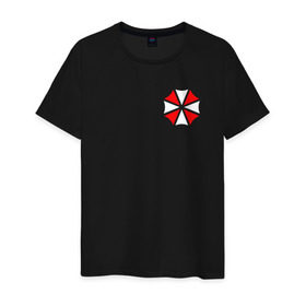 Мужская футболка хлопок с принтом UMBRELLA CORP (НА СПИНЕ) в Петрозаводске, 100% хлопок | прямой крой, круглый вырез горловины, длина до линии бедер, слегка спущенное плечо. | ada wong | biohazard | game | gamer | leon | logo | mistic | raccoon city | re2 | resident evil 2 | rpd | stars | umbrella | ада вонг | амбрелла | зомби | игра | мистика | ужасы
