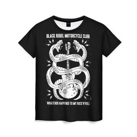 Женская футболка 3D с принтом Black Rebel Motorcycle Club в Петрозаводске, 100% полиэфир ( синтетическое хлопкоподобное полотно) | прямой крой, круглый вырез горловины, длина до линии бедер | black rebel motorcycle club | brmc | rock | группы | инди | музыка | рок | рок н ролл