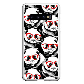 Чехол для Samsung Galaxy S10 с принтом Панды в красных очках в Петрозаводске, Силикон | Область печати: задняя сторона чехла, без боковых панелей | animals | bears | funny | head | muzzl | pandas | red | весёлые | взгляд | голова | графика | животные | искусство | картинка | красивый | красные | крутой | медведи | мода | модный | молодёжная | очки | панды | рисунок