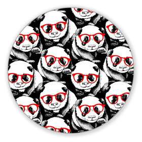 Коврик для мышки круглый с принтом Панды в красных очках в Петрозаводске, резина и полиэстер | круглая форма, изображение наносится на всю лицевую часть | animals | bears | funny | head | muzzl | pandas | red | весёлые | взгляд | голова | графика | животные | искусство | картинка | красивый | красные | крутой | медведи | мода | модный | молодёжная | очки | панды | рисунок