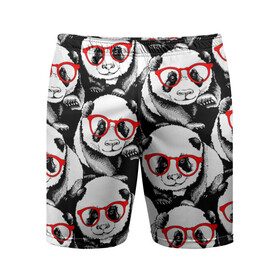 Мужские шорты спортивные с принтом Панды в красных очках в Петрозаводске,  |  | animals | bears | funny | head | muzzl | pandas | red | весёлые | взгляд | голова | графика | животные | искусство | картинка | красивый | красные | крутой | медведи | мода | модный | молодёжная | очки | панды | рисунок