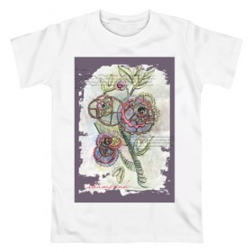 Мужская футболка хлопок с принтом Механический цветок в Петрозаводске, 100% хлопок | прямой крой, круглый вырез горловины, длина до линии бедер, слегка спущенное плечо. | steampunk | механика | ретро | рисунок | стимпанк | цветы