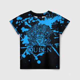 Детская футболка 3D с принтом Queen в Петрозаводске, 100% гипоаллергенный полиэфир | прямой крой, круглый вырез горловины, длина до линии бедер, чуть спущенное плечо, ткань немного тянется | queen | брайан мэи | британская | группа | джон дикон | королева | роджер тейлор | рок | фредди меркьюри