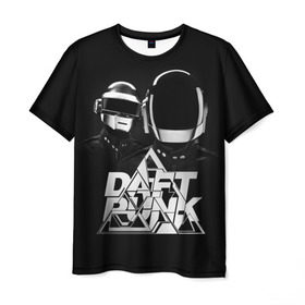 Мужская футболка 3D с принтом Daft Punk в Петрозаводске, 100% полиэфир | прямой крой, круглый вырез горловины, длина до линии бедер | daft punk | electronic | house | human | music | robot | дафт панк | музыка | синти поп | хаус | электроника