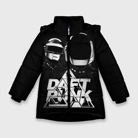 Зимняя куртка для девочек 3D с принтом Daft Punk в Петрозаводске, ткань верха — 100% полиэстер; подклад — 100% полиэстер, утеплитель — 100% полиэстер. | длина ниже бедра, удлиненная спинка, воротник стойка и отстегивающийся капюшон. Есть боковые карманы с листочкой на кнопках, утяжки по низу изделия и внутренний карман на молнии. 

Предусмотрены светоотражающий принт на спинке, радужный светоотражающий элемент на пуллере молнии и на резинке для утяжки. | daft punk | electronic | house | human | music | robot | дафт панк | музыка | синти поп | хаус | электроника
