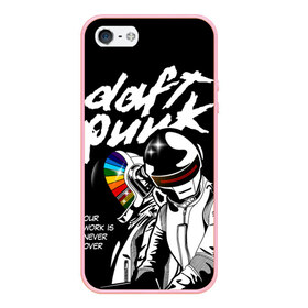 Чехол для iPhone 5/5S матовый с принтом Daft Punk в Петрозаводске, Силикон | Область печати: задняя сторона чехла, без боковых панелей | daft punk | electronic | house | human | music | robot | дафт панк | музыка | синти поп | хаус | электроника