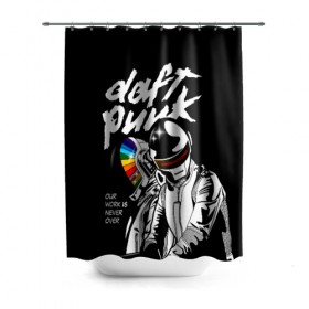Штора 3D для ванной с принтом Daft Punk в Петрозаводске, 100% полиэстер | плотность материала — 100 г/м2. Стандартный размер — 146 см х 180 см. По верхнему краю — пластиковые люверсы для креплений. В комплекте 10 пластиковых колец | daft punk | electronic | house | human | music | robot | дафт панк | музыка | синти поп | хаус | электроника