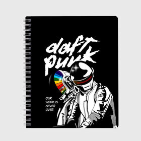 Тетрадь с принтом Daft Punk в Петрозаводске, 100% бумага | 48 листов, плотность листов — 60 г/м2, плотность картонной обложки — 250 г/м2. Листы скреплены сбоку удобной пружинной спиралью. Уголки страниц и обложки скругленные. Цвет линий — светло-серый
 | daft punk | electronic | house | human | music | robot | дафт панк | музыка | синти поп | хаус | электроника
