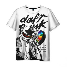 Мужская футболка 3D с принтом Daft Punk в Петрозаводске, 100% полиэфир | прямой крой, круглый вырез горловины, длина до линии бедер | daft punk | electronic | house | human | music | robot | дафт панк | музыка | синти поп | хаус | электроника