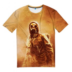 Мужская футболка 3D с принтом Апокалипсис в Петрозаводске, 100% полиэфир | прямой крой, круглый вырез горловины, длина до линии бедер | апокалипсис | конец света | противогаз | солдат | ядерное оружие