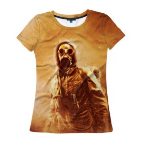 Женская футболка 3D с принтом Апокалипсис в Петрозаводске, 100% полиэфир ( синтетическое хлопкоподобное полотно) | прямой крой, круглый вырез горловины, длина до линии бедер | апокалипсис | конец света | противогаз | солдат | ядерное оружие