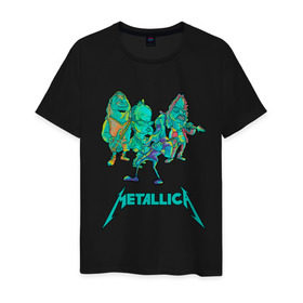 Мужская футболка хлопок с принтом Metallica зеленый неон в Петрозаводске, 100% хлопок | прямой крой, круглый вырез горловины, длина до линии бедер, слегка спущенное плечо. | metal | metalhead | metallica | rock | джеймсхетфилд | кирк хэммет | ларс ульрих | металика | металл | металлика | роберт трухильо | робот | рок