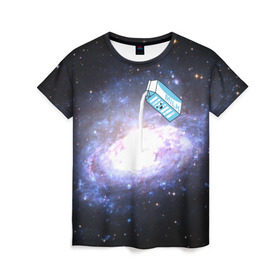 Женская футболка 3D с принтом Milky Way в Петрозаводске, 100% полиэфир ( синтетическое хлопкоподобное полотно) | прямой крой, круглый вырез горловины, длина до линии бедер | cosmos | milk | nasa | space | космос | млечный путь | молоко