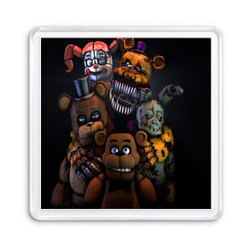 Магнит 55*55 с принтом Five Nights at Freddy`s в Петрозаводске, Пластик | Размер: 65*65 мм; Размер печати: 55*55 мм | five nights at freddy s | game | horror | игры | механические куклы | ночь | охранник | пять ночей у фредди | светящиеся глаза | ужас