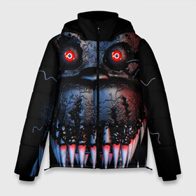 Мужская зимняя куртка 3D с принтом Five Nights at Freddys в Петрозаводске, верх — 100% полиэстер; подкладка — 100% полиэстер; утеплитель — 100% полиэстер | длина ниже бедра, свободный силуэт Оверсайз. Есть воротник-стойка, отстегивающийся капюшон и ветрозащитная планка. 

Боковые карманы с листочкой на кнопках и внутренний карман на молнии. | five nights at freddy s | game | horror | игры | механические куклы | ночь | охранник | пять ночей у фредди | светящиеся глаза | ужас