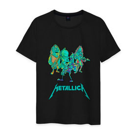 Мужская футболка хлопок с принтом Metallica зеленый неон в Петрозаводске, 100% хлопок | прямой крой, круглый вырез горловины, длина до линии бедер, слегка спущенное плечо. | metal | metalhead | metallica | rock | джеймсхетфилд | кирк хэммет | ларс ульрих | металика | металл | металлика | роберт трухильо | робот | рок