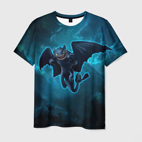 Мужская футболка 3D с принтом Night Fury в Петрозаводске, 100% полиэфир | прямой крой, круглый вырез горловины, длина до линии бедер | how to train your dragon | night fury | беззубик | дракон | как приручить дракона | ночная фурия