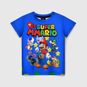 Детская футболка 3D с принтом Mario MMA в Петрозаводске, 100% гипоаллергенный полиэфир | прямой крой, круглый вырез горловины, длина до линии бедер, чуть спущенное плечо, ткань немного тянется | bad boy | mma | драка | марио | мма