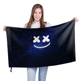 Флаг 3D с принтом Marshmello Cosmos в Петрозаводске, 100% полиэстер | плотность ткани — 95 г/м2, размер — 67 х 109 см. Принт наносится с одной стороны | marshmello | диджей | звезды | клуб | клубная музыка | космос | маршмеллоу | маршмэлло | маршмэллоу | музыка | небо | ночь | электронная