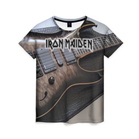 Женская футболка 3D с принтом Iron Maiden в Петрозаводске, 100% полиэфир ( синтетическое хлопкоподобное полотно) | прямой крой, круглый вырез горловины, длина до линии бедер | бас | британия | брюс дикинсон | гитара | группа | дева | железная | метал | нико макбрэйн | рок | стив харрис | хеви | яник герс