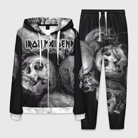 Мужской костюм 3D с принтом Iron Maiden в Петрозаводске, 100% полиэстер | Манжеты и пояс оформлены тканевой резинкой, двухслойный капюшон со шнурком для регулировки, карманы спереди | бас | британия | брюс дикинсон | гитара | группа | дева | железная | метал | нико макбрэйн | рок | стив харрис | хеви | яник герс