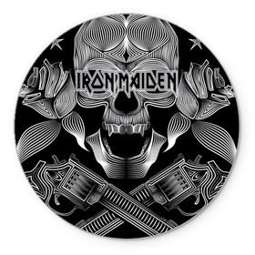 Коврик круглый с принтом Iron Maiden в Петрозаводске, резина и полиэстер | круглая форма, изображение наносится на всю лицевую часть | бас | британия | брюс дикинсон | гитара | группа | дева | железная | метал | нико макбрэйн | рок | стив харрис | хеви | яник герс