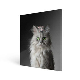 Холст квадратный с принтом Кот и мышка в Петрозаводске, 100% ПВХ |  | животные | кот | котенок | кошка | крыса | мышка | мышь | перс | персидский кот | серый