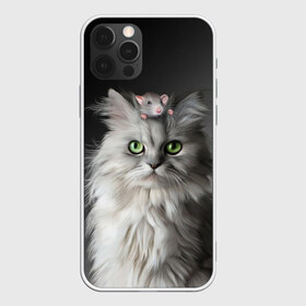 Чехол для iPhone 12 Pro Max с принтом Кот и мышка в Петрозаводске, Силикон |  | животные | кот | котенок | кошка | крыса | мышка | мышь | перс | персидский кот | серый