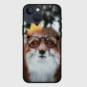 Чехол для iPhone 13 mini с принтом Лиса в Петрозаводске,  |  | голова | животные | корона | лиса | лиса в  очках | лиса в короне | лисичка | лицо | мордочка | очки | прикол | природа | рыжая | смешные животные | юмор