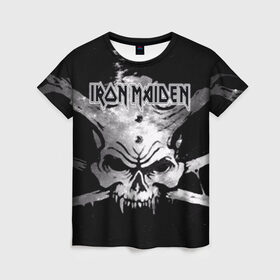 Женская футболка 3D с принтом Iron Maiden в Петрозаводске, 100% полиэфир ( синтетическое хлопкоподобное полотно) | прямой крой, круглый вырез горловины, длина до линии бедер | бас | британия | брюс дикинсон | гитара | группа | дева | железная | метал | нико макбрэйн | рок | стив харрис | хеви | яник герс