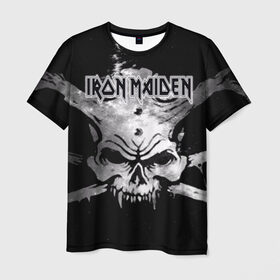 Мужская футболка 3D с принтом Iron Maiden в Петрозаводске, 100% полиэфир | прямой крой, круглый вырез горловины, длина до линии бедер | бас | британия | брюс дикинсон | гитара | группа | дева | железная | метал | нико макбрэйн | рок | стив харрис | хеви | яник герс