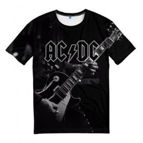 Мужская футболка 3D с принтом AC/DC в Петрозаводске, 100% полиэфир | прямой крой, круглый вырез горловины, длина до линии бедер | австралийская | ангус янг | блюз | группа | малькольм янг | рок | рок н ролл | стиви янг | хард