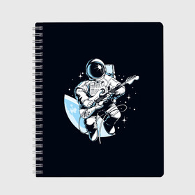 Тетрадь с принтом Space rock в Петрозаводске, 100% бумага | 48 листов, плотность листов — 60 г/м2, плотность картонной обложки — 250 г/м2. Листы скреплены сбоку удобной пружинной спиралью. Уголки страниц и обложки скругленные. Цвет линий — светло-серый
 | Тематика изображения на принте: astronaut | cosmos | glare | guitar | infinity | music | planet | reflection | space suit | stars | sun | universe | астронавт | бесконечность | блик | вселенная | гитара | звезды | космонавт | космос | музыка | отражение | планета | рисунок | рок