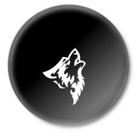 Значок с принтом Animal Wolf Black в Петрозаводске,  металл | круглая форма, металлическая застежка в виде булавки | Тематика изображения на принте: animal | black | wolf | волк | черный