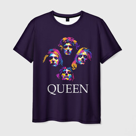 Мужская футболка 3D с принтом Queen в Петрозаводске, 100% полиэфир | прямой крой, круглый вырез горловины, длина до линии бедер | queen | брайан мэи | британская | группа | джон дикон | королева | роджер тейлор | рок | фредди меркьюри