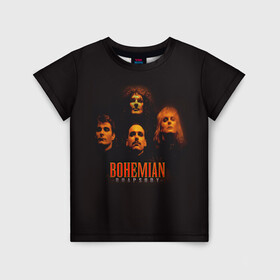Детская футболка 3D с принтом Queen Bohemian Rhapsody в Петрозаводске, 100% гипоаллергенный полиэфир | прямой крой, круглый вырез горловины, длина до линии бедер, чуть спущенное плечо, ткань немного тянется | queen | брайан мэи | британская | группа | джон дикон | королева | роджер тейлор | рок | фредди меркьюри