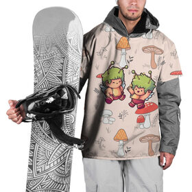 Накидка на куртку 3D с принтом Грибные человечки в Петрозаводске, 100% полиэстер |  | mashrooms | в стиле марио | волшебные грибы | гриб | грибной узор | грибочки | девочка с грибом | красный гриб | мир грибов | паттерн грибы | поганки | психоделика | психоз