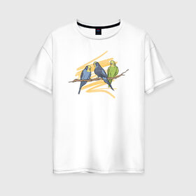 Женская футболка хлопок Oversize с принтом Попугай в Петрозаводске, 100% хлопок | свободный крой, круглый ворот, спущенный рукав, длина до линии бедер
 | bird | попугаи | попугай | птица | птицы