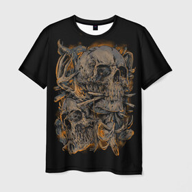 Мужская футболка 3D с принтом Черепа в Петрозаводске, 100% полиэфир | прямой крой, круглый вырез горловины, длина до линии бедер | dead | demon | devil | executioner | punisher | rap | rock | satan | skull | swag | каратель | палач | скелет | череп