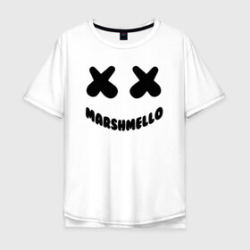 Мужская футболка хлопок Oversize с принтом MARSHMELLO в Петрозаводске, 100% хлопок | свободный крой, круглый ворот, “спинка” длиннее передней части | dj | marshmello | usa | америка | клубная музыка | маршмелло | музыка | музыкант