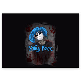 Поздравительная открытка с принтом Sally Face в Петрозаводске, 100% бумага | плотность бумаги 280 г/м2, матовая, на обратной стороне линовка и место для марки
 | sally face | загадка | лицо | протез | салли фейс | соседи | странные | тайна | ужас | фишер