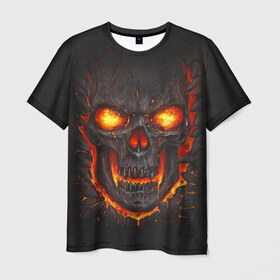 Мужская футболка 3D с принтом Skull Lava в Петрозаводске, 100% полиэфир | прямой крой, круглый вырез горловины, длина до линии бедер | dead | demon | devil | executioner | metal | punisher | rap | rock | satan | skull | swag | каратель | метал | палач | рок | скелет | череп